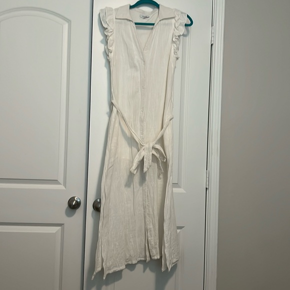 Women’s boutique cream white linen dress size small - Picture 1 of 3